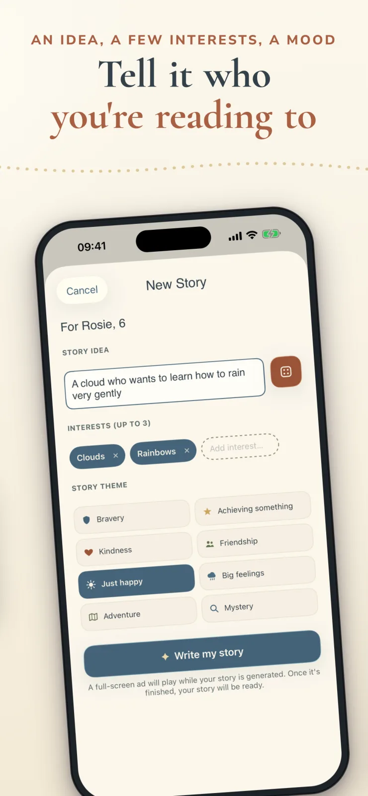 Bedtime Story Maker on iPhone, screenshot 2